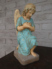 Vintage  Chalk Religious kneeling angel praying statue figurine picture