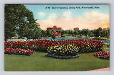 Minneapolis MN-Minnesota, Flower Gardens, Loring Park, Antique Vintage Postcard picture