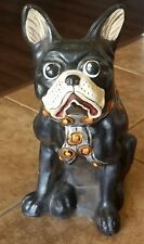 Vintage Boston Terrier Dog Statue Figure Life Size Plaster Ceramic Hand Painted picture