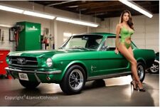 Green 1965 Ford Mustang Artist's Rendering on Premium Photo Print 13