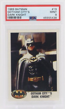 1989 Topps Batman Movie GOTHAM CITY'S DARK KNIGHT #19 PSA 9 Michael Keaton picture