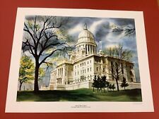 Spencer Crooks Rhode Island Artist Lithograph R.I. State House Signed A/P picture