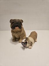 Set Of Two Sandicast Vintage Retired Bulldogs Adult & Puppy 3  1/2
