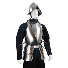 Steel Larp Medieval Warrior Pikeman's Half Body Armor Suit Cuirass with Helmet picture