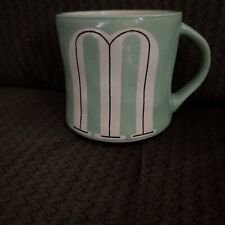 Anthropologie M Monogram Coffee Tea Mug Mint Green Looks Brand New picture