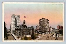 The Heart Of Detroit MI-Michigan Skyscrapers Busy Street Scene Vintage Postcard picture