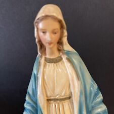 Blessed Mother Virgin Mary Statue Vintage Made Italy Hand Painted Plaster Snake picture