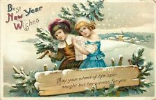 Embossed New Year Postcard Children May Wheel of Life Spin Happiness for You picture