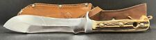 Vintage Puma 6377 White Hunter Knife & Leather Sheath 3rd Qtr 1966 Fixed Blade picture