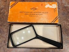 ATCO Rectangular Reading Glass Bakelite Frame/handle Black USA orig Box picture