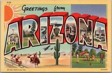 ARIZONA Large Letter Postcard Dude Ranch Scene / Curteich Linen - 1949 Cancel picture