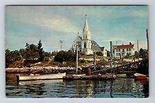Boothbay Harbor ME-Maine Waterfront Catholic Church c1971 Vintage Postcard picture