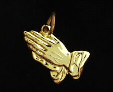 Vintage Praying Hands Gold Tone Medal Religious Holy Catholic picture