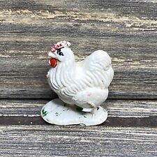 Vintage White Chicken Hen Rooster Plastic Figure 1” HONG KONG picture