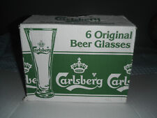 carlsberg 16 0z beer glasses 6 original beer glasses in box picture