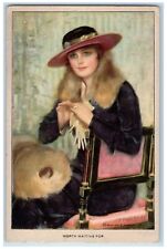 c1910's Pretty Woman Handwarmer Worth Waiting For Posted Antique Postcard picture