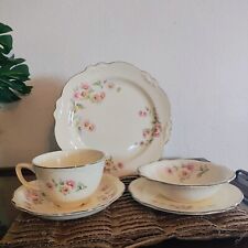 Homer Laughlin Vintage Bone China Tea Set Saucer Teacup flora Bowl Plate picture