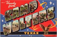 c1942 CAMP WOLTERS Mineral Wells Texas Large Letter Postcard Curteich Linen WWII picture