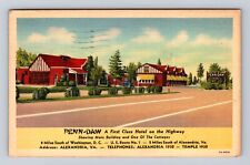Alexandria VA-Virginia, Penn-Daw Hotel Advertising, Vintage c1942 Postcard picture