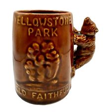 Vintage Yellowstone Park Old Faithful Coffee Cup Mug Bear Handle Made In Japan picture
