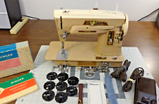 Mid-Century SINGER 403A Gear Drive Sewing Machine w/Manual, Extras - SERVICED picture