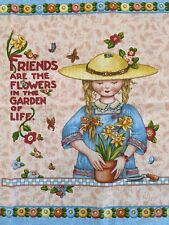 Vtg MARY ENGELBREIT Pillow Fabric Panels Friends Flowers Friendship Garden Life picture
