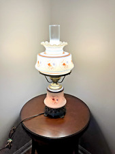 Vtg QUOIZEL 3-Way Hurricane Lamp Model #1960-3¼  1973 Flowers 17