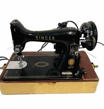 Vintage Singer Sewing Machine Model 99- Portable Black Pedal Hard Case WORKS picture