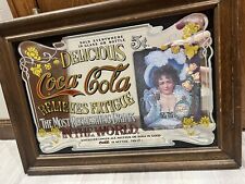 Vintage Large Coca Cola Mirror Ad Sign 5 Cent 21 X 15 Framed picture