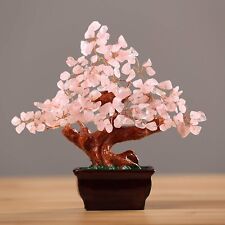 feng shui natural rosa cristal de cuarzo rosa árbol del dinero estilo bonsai. picture