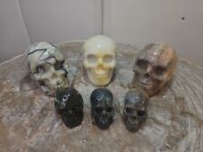 4.48 6Pcs Natural Jasper  Skulls Crystal Carving Mixed Stones Healing GREAT LOT picture