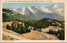 Galena Spiral, Sawtooth Mountains, US Scenic Hwy 93, Idaho - 1936 Linen Postcard picture