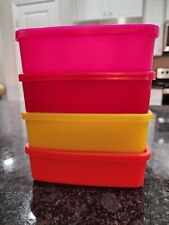 Tupperware Square Away Sandwich Keepers Storage Containers Set of 4 Vintage New picture