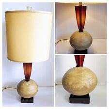 Designer HIVO VAN TEAL Mid-Century Modern Lucite Acrylic Table Lamp w/ Shade picture