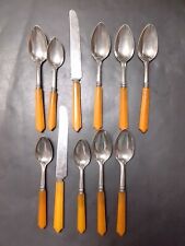 Bakelite Flatware Silverware Lot Fork Knife Spoon Deco Englishtown Stainless Vtg picture