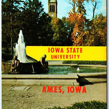 c1960s Ames, IA Greetings Iowa State University PC Fountain Campanile Tower A231 picture