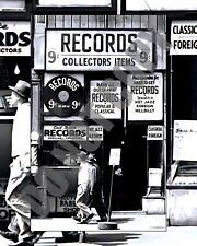 Vintage Record Music Store Front On City Street From Long Ago 8x10 Photo picture