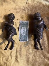 Antique Bronze Satyrs Pair Of The Putty’s Occult Paganism Oddities Figurines  picture