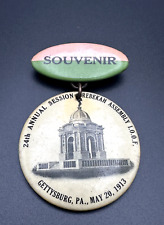 1913 IOOF ODD FELLOWS 24th ANNUAL SESSION, GETTYSBURG, PA SOUVENIR PIN - L505 picture