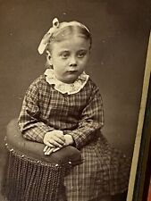 Vtg Cindy Lou Who Dr Seuss Look Alike From 1890’s Victorian CDV Photo Plaid Girl picture