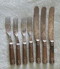 AMERICAN CUTLERY - Wooden & Inlaid Handle Knife Fork Lot Civil War Era - 7 pc picture