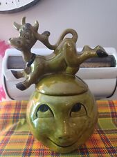 Vintage Dorrane Cow Jumped Over The Moon Cookie Jar CA Pottery Anthropomorphic picture