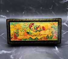 VTG 1984 Hand Painted Lacquer Trinket Box 