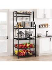 23.6 Inch Wide Large Bakers Rack5 Tiers Microwave Stand With 2 Large Wire Basket picture