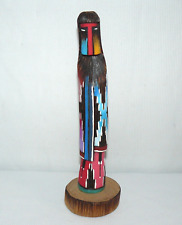 Hopi Wood Hand Carved Hand Painted Signed Long Hair NE 9