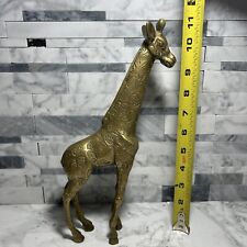 Vintage Solid Brass Giraffe Figure Statue 11” picture