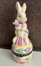 Vintage Hand Painted Porcelain Easter Bunny Trinket Box picture
