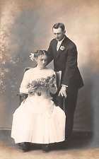 RPPC Man Women Flowers Wedding Photo Tampico Illinois 1912 Photo Postcard picture