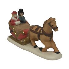 Dickensville Horse Sleigh w/ Man Woman Tree Porcelain Vintage Christmas Village picture