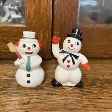 Vintage Norcrest Christmas Snowman Salt and Pepper Shakers Japan MCM 1950s picture